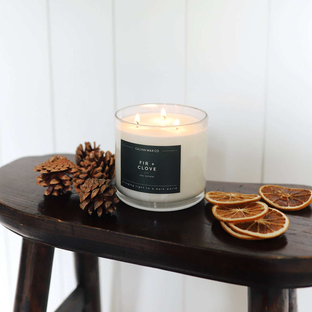 Fir + Clove 3-Wick Clear Glass Tumbler Soy Candle