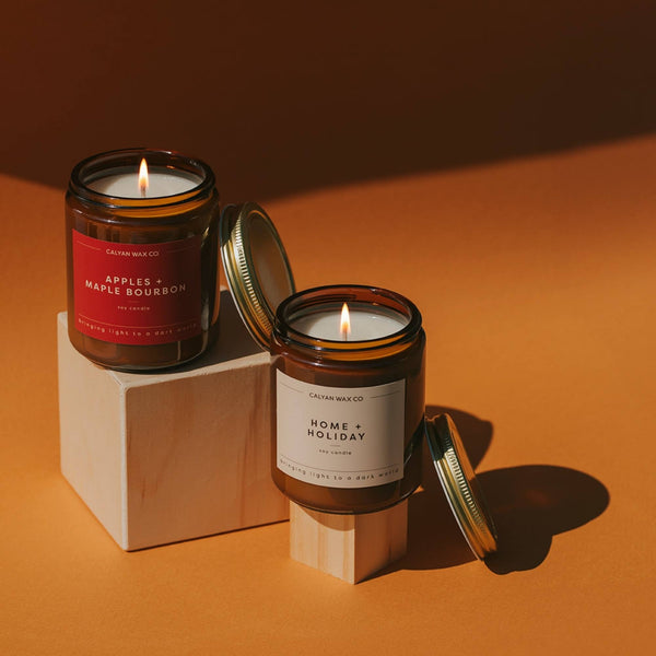 Apples + Maple Bourbon Amber Jar Soy Candle - Calyan Wax Co.