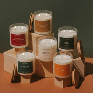 Apples + Maple Bourbon Glass Tumbler Soy Candle - Calyan Wax Co.