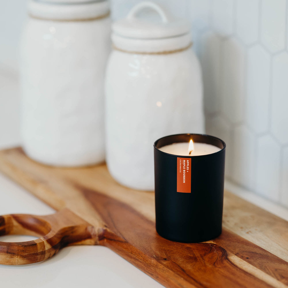 Apples + Maple Bourbon Matte Black Tumbler Soy Candle - Calyan Wax Co.