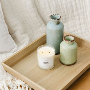 Cedar + Tobacco Glass Tumbler Soy Candle - Calyan Wax Co.