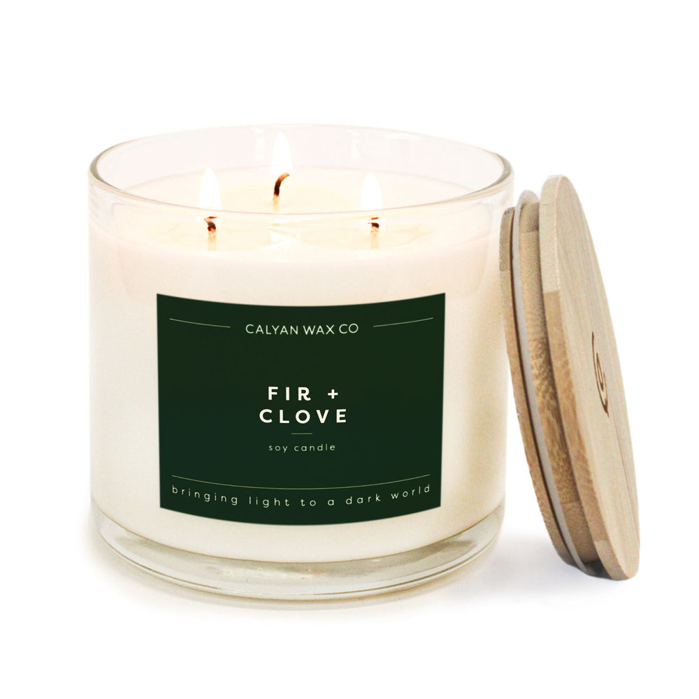 Fir + Clove 3-Wick Clear Glass Tumbler Soy Candle - Calyan Wax Co.