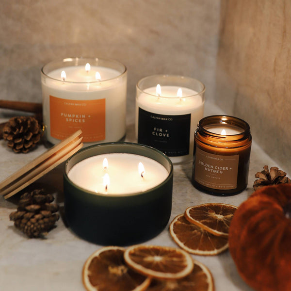 Golden Cider + Nutmeg Mini Amber Jar Soy Candle | Limited Release - Calyan Wax Co.
