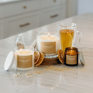 Golden Cider + Nutmeg Mini Amber Jar Soy Candle | Limited Release - Calyan Wax Co.