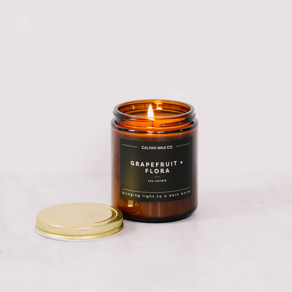 Grapefruit + Flora Amber Jar Soy Candle - Calyan Wax Co.