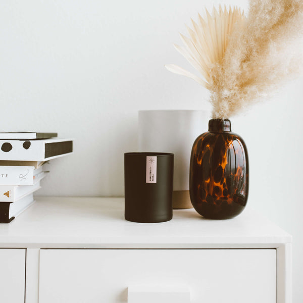 Grapefruit + Flora Matte Black Tumbler - Calyan Wax Co.
