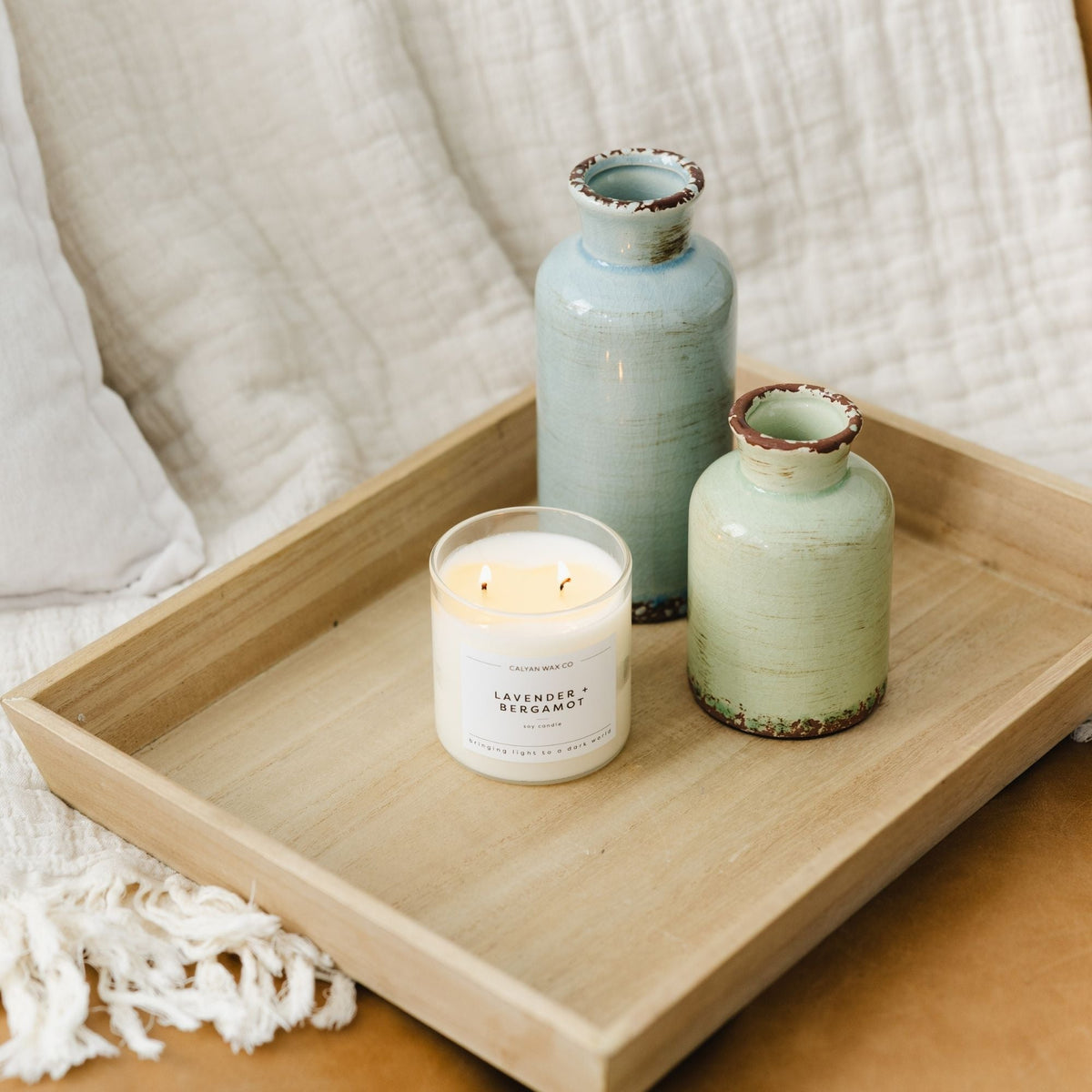 Lavender + Bergamot Glass Tumbler Soy Candle - Calyan Wax Co.