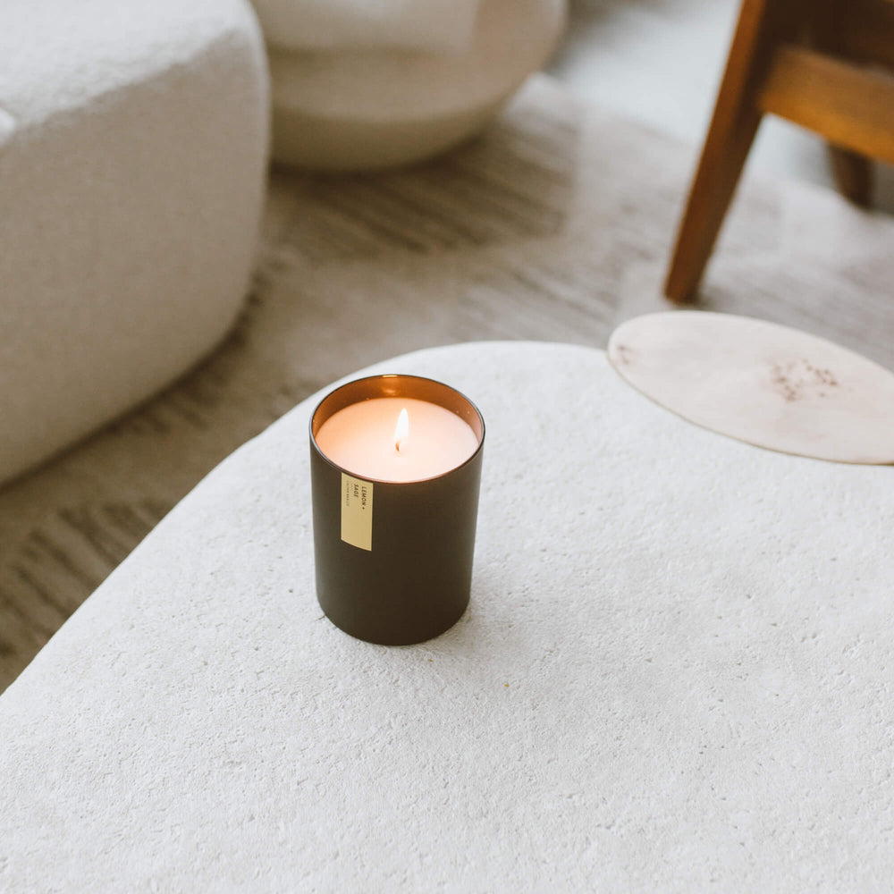 Lemon + Sage Matte Black Tumbler Soy Candle - Calyan Wax Co.