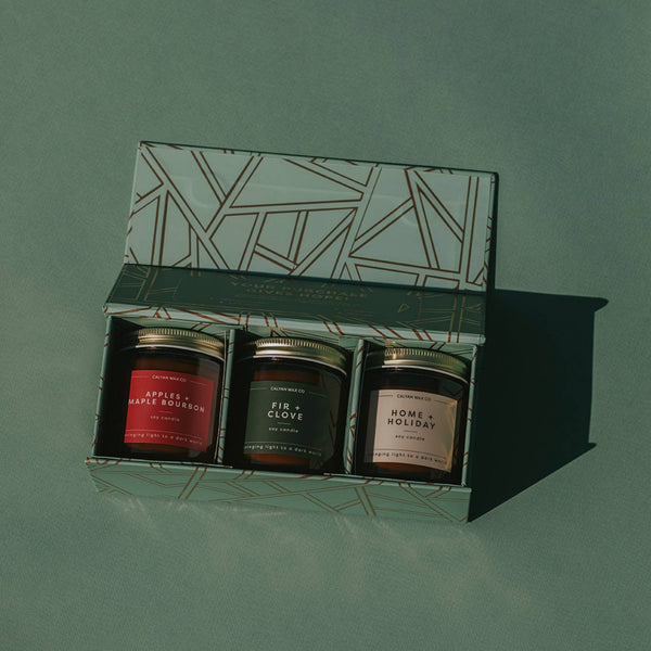 Mini Amber Jar Holiday Gift Set Soy Candle - Calyan Wax Co.