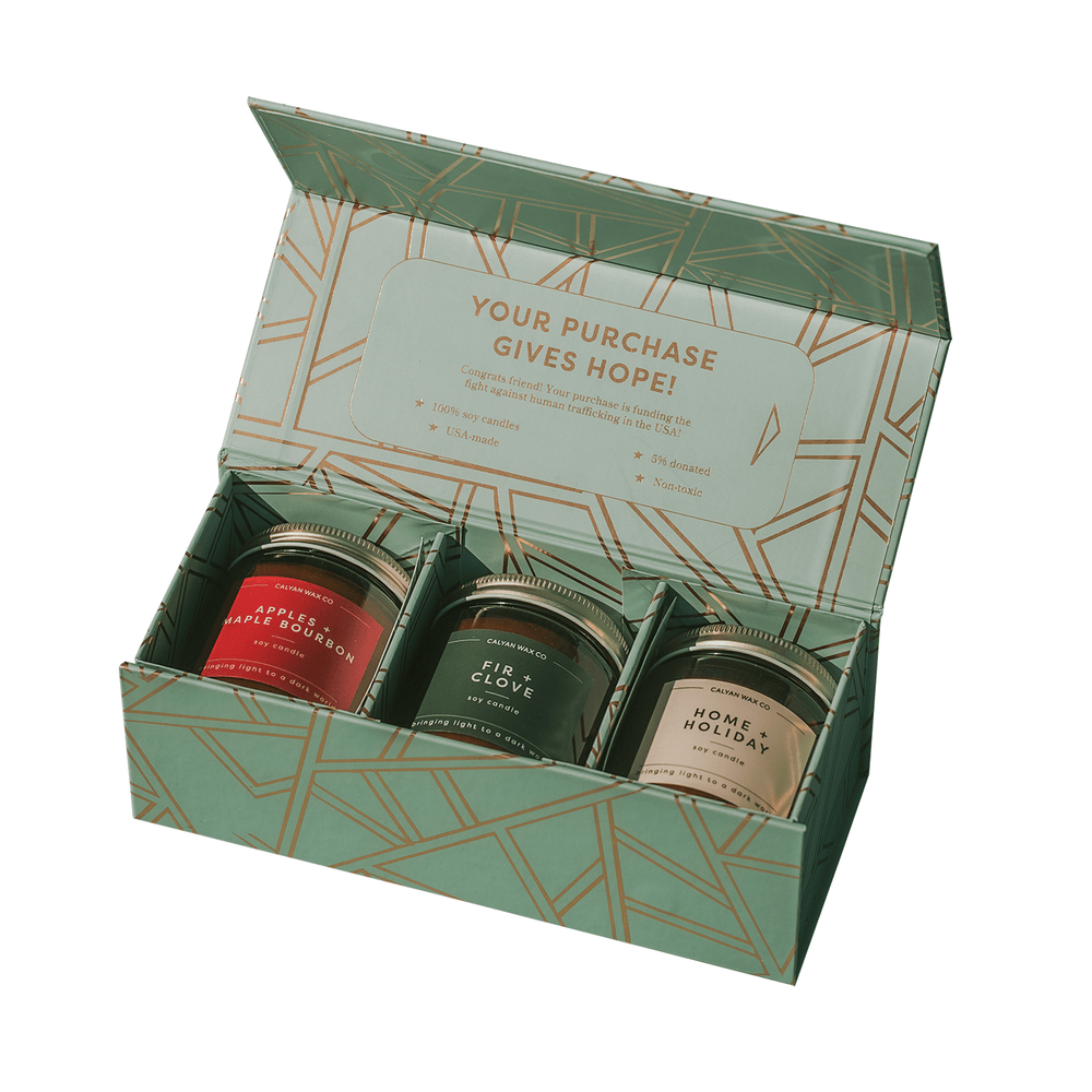 Mini Amber Jar Holiday Gift Set Soy Candle - Calyan Wax Co.