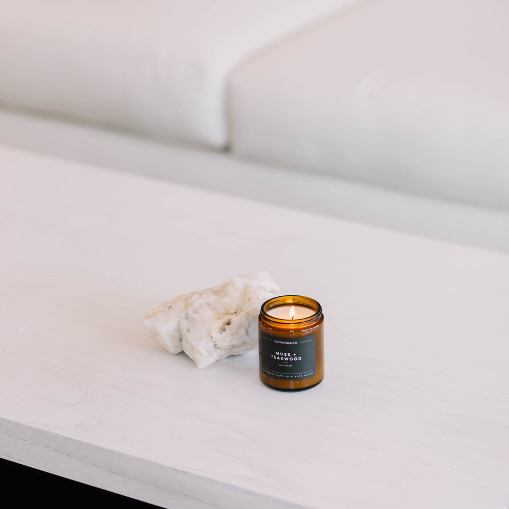 Musk + Teakwood Amber Jar Soy Candle - Calyan Wax Co.