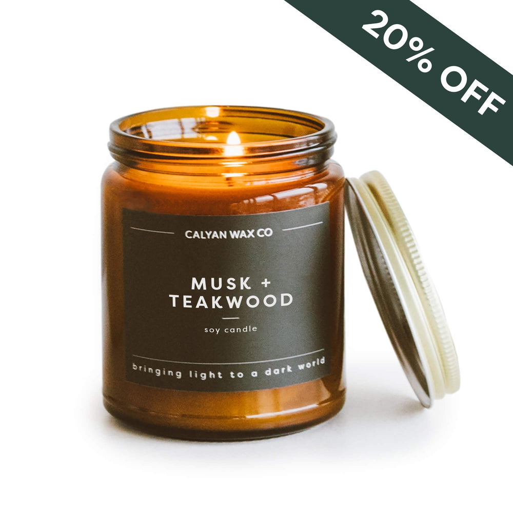 Musk + Teakwood Amber Jar Soy Candle - Calyan Wax Co.
