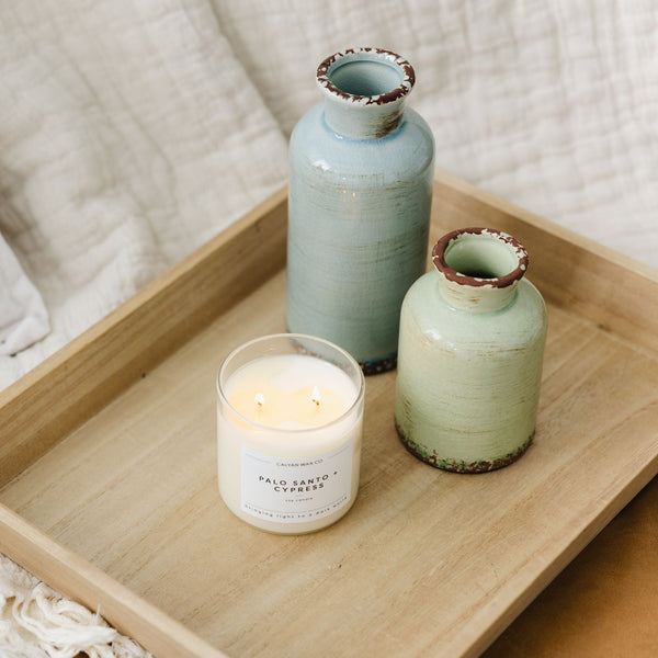 Palo Santo + Cypress Glass Tumbler Soy Candle - Calyan Wax Co.