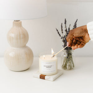 Rosewood + Amber Glass Tumbler Soy Candle - Calyan Wax Co.