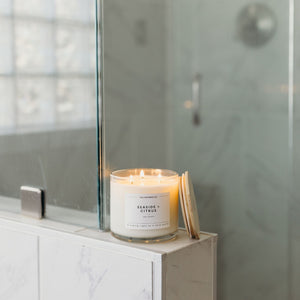 Seaside + Citrus 3 - Wick Clear Glass Tumbler Soy Candle - Calyan Wax Co.