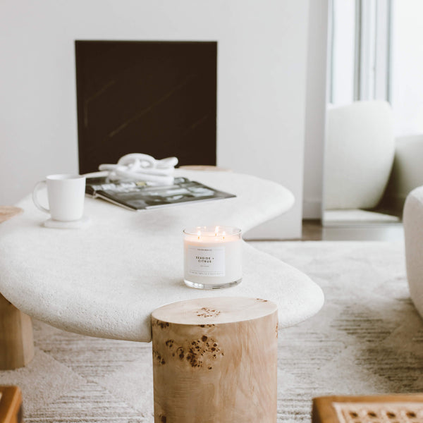 Seaside + Citrus 3 - Wick Clear Glass Tumbler Soy Candle - Calyan Wax Co.