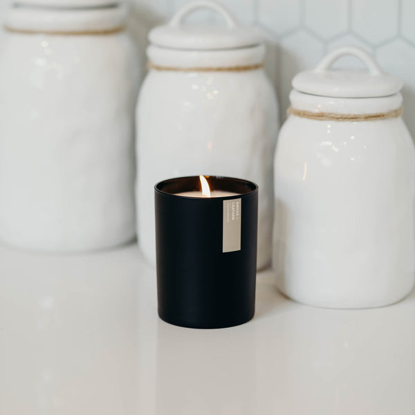 Smoke + Leather Matte Black Tumbler - Calyan Wax Co.