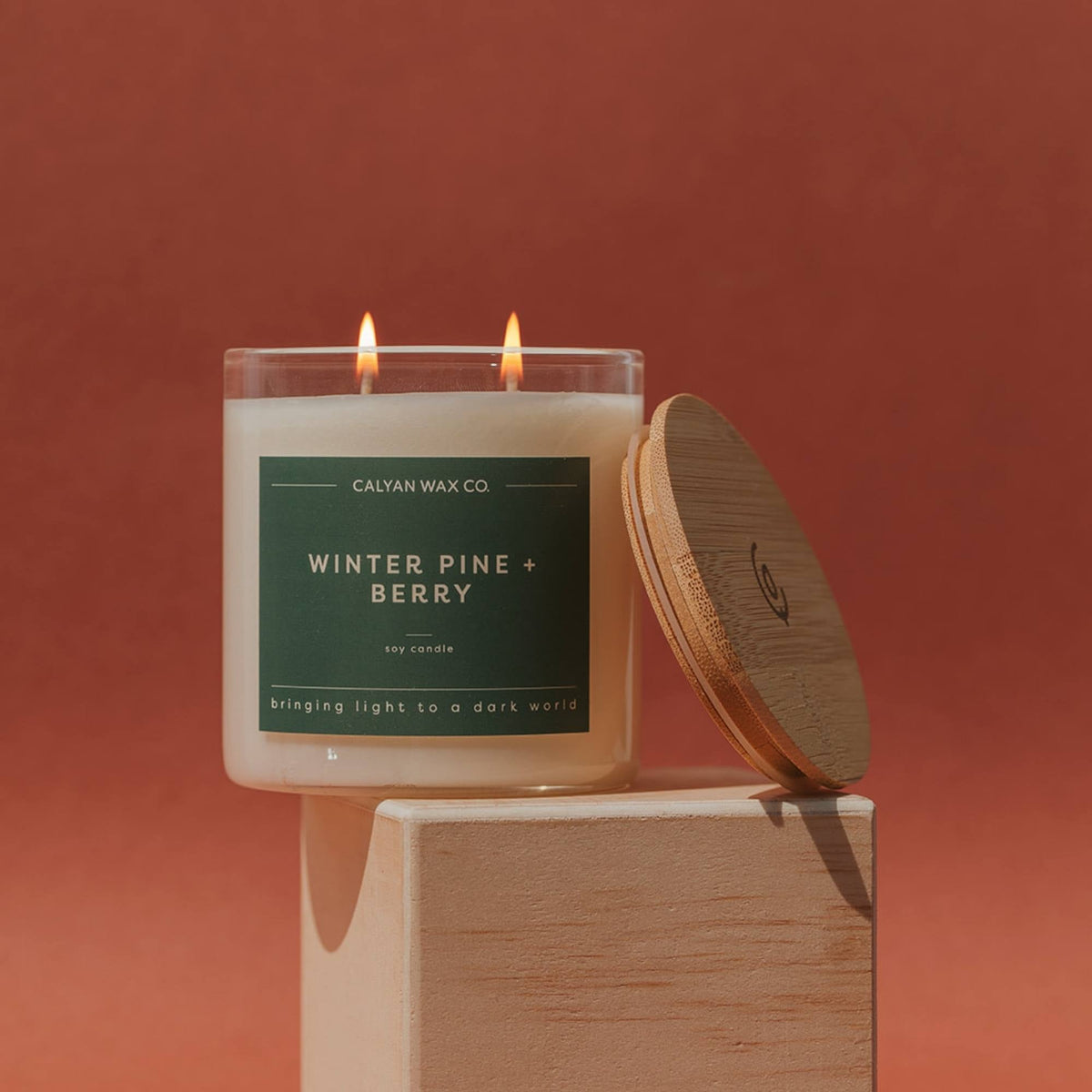 Winter Pine + Berry Glass Tumbler Soy Candle - Calyan Wax Co.
