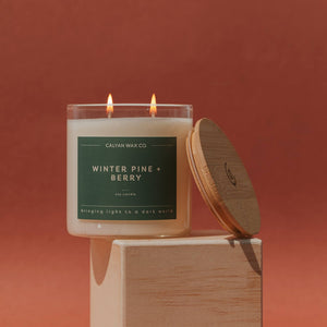 Winter Pine + Berry Glass Tumbler Soy Candle - Calyan Wax Co.